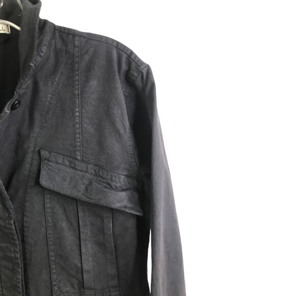 Alex Mill Jumpsuit Womens S Black Long Sleeve Romper Button Down Stretch Pockets - Picture 6 of 13